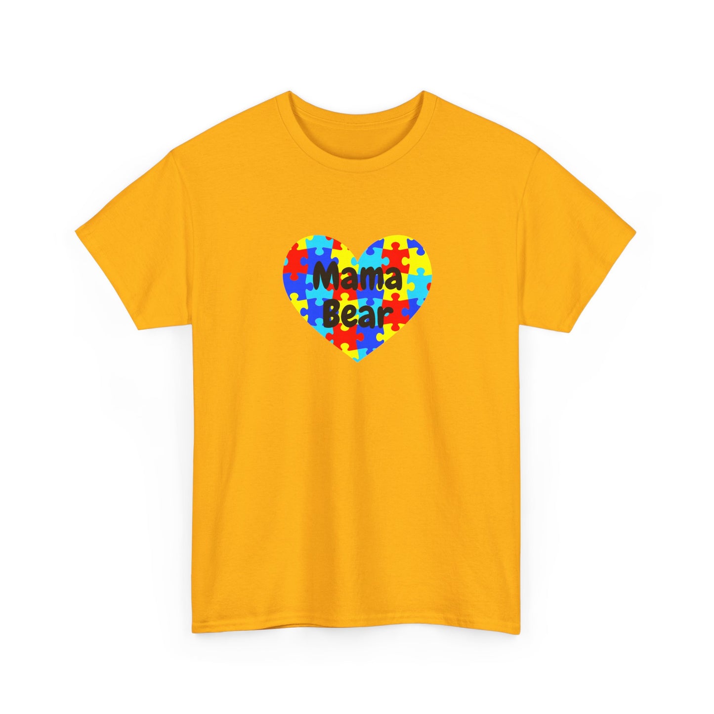 Mama Bear Autism Puzzle Heart T-Shirt - Autism Awareness Mom Tee