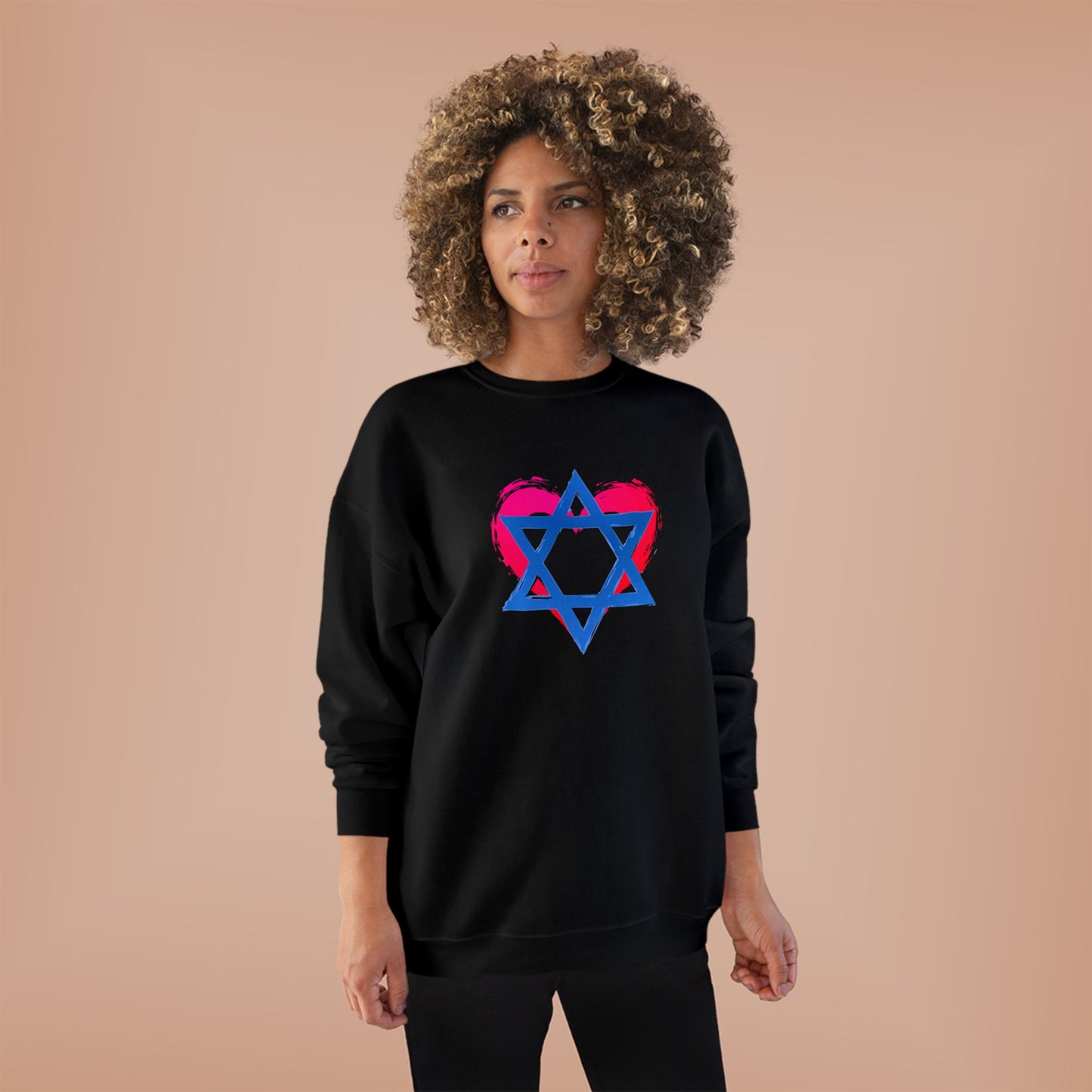 Star of David with Heart Unisex EcoSmart® Crewneck Sweatshirt