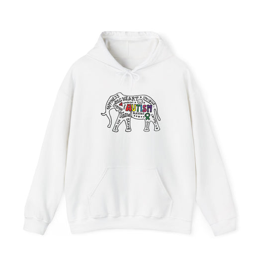 Autism Awareness Elephant Hoodie - Colorful Puzzle Piece Design