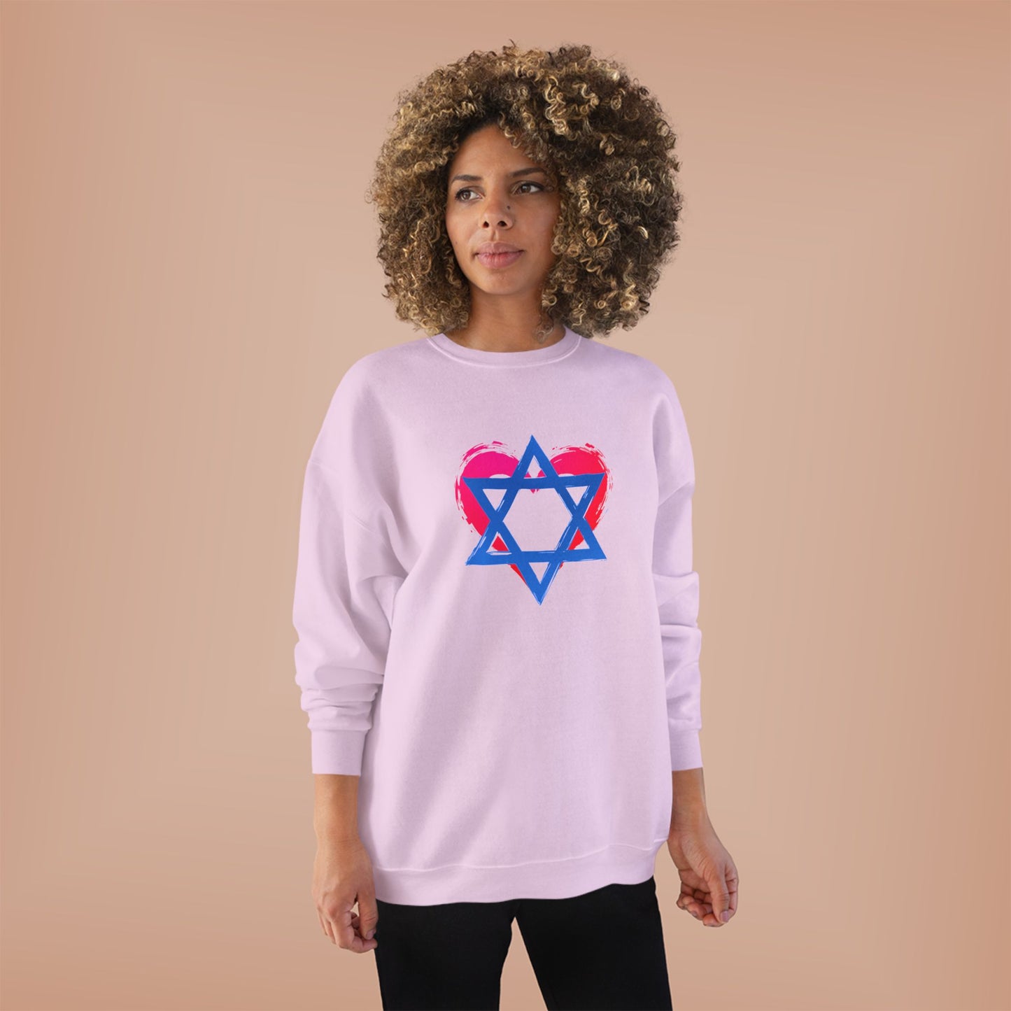 Star of David with Heart Unisex EcoSmart® Crewneck Sweatshirt