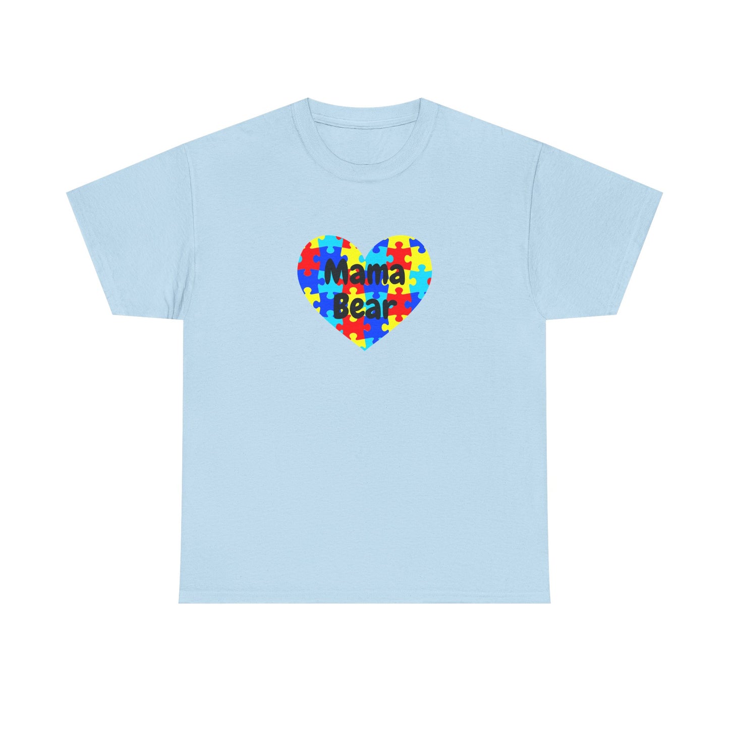 Mama Bear Autism Puzzle Heart T-Shirt - Autism Awareness Mom Tee
