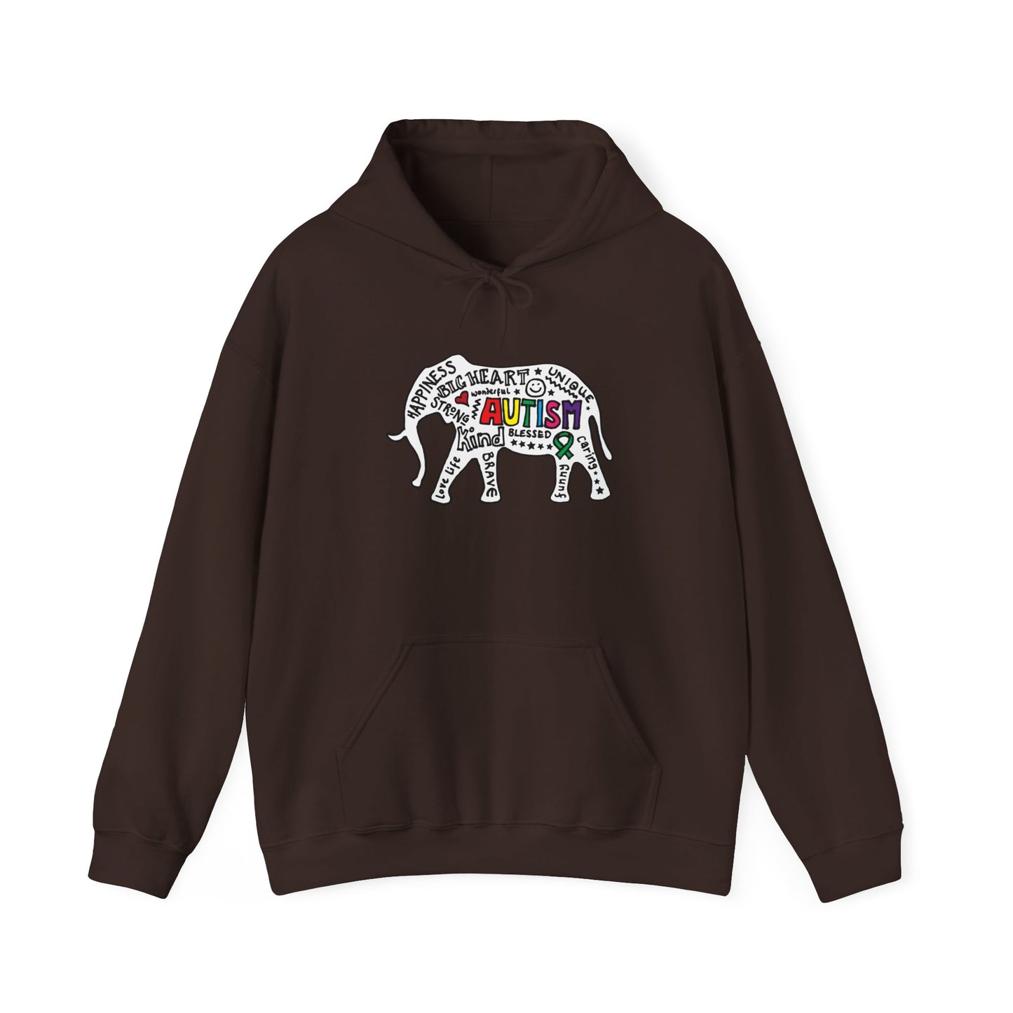 Autism Awareness Elephant Hoodie - Colorful Puzzle Piece Design