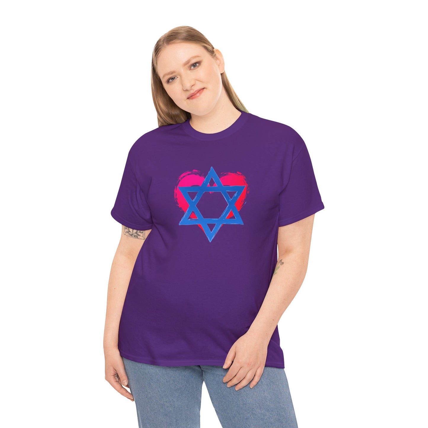 Star of David with Heart Unisex Heavy Cotton Tee