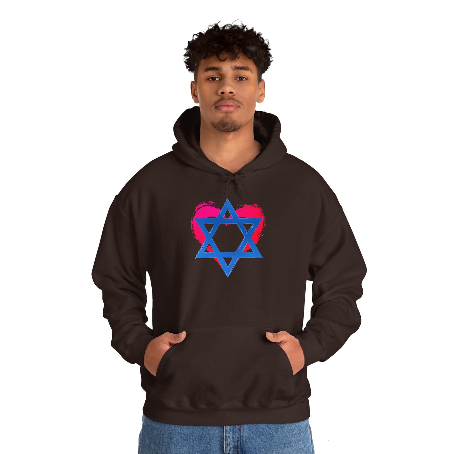 Star of David with Heart Unisex Heavy Blend™ Hooded Sweatshirt