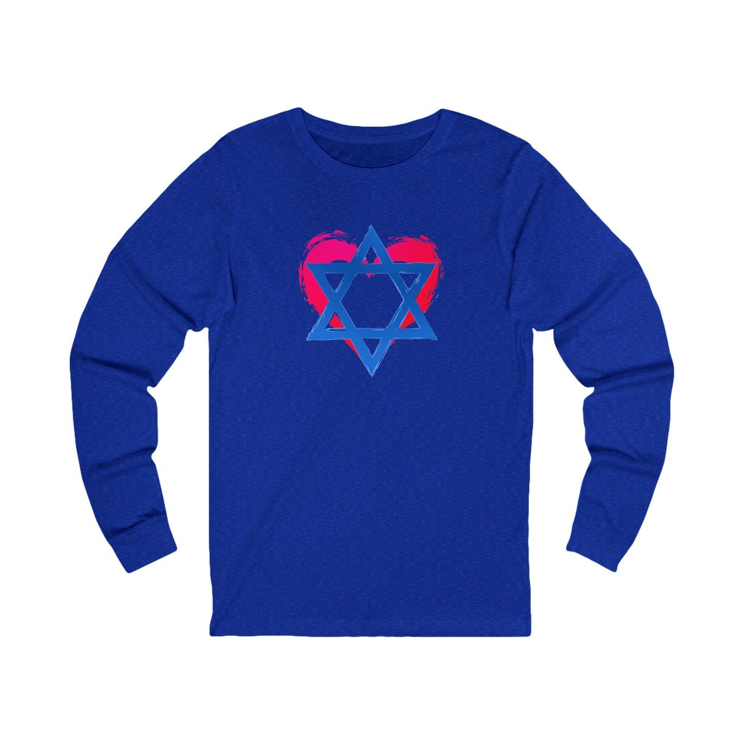 Star of David with Heart Unisex Jersey Long Sleeve Tee