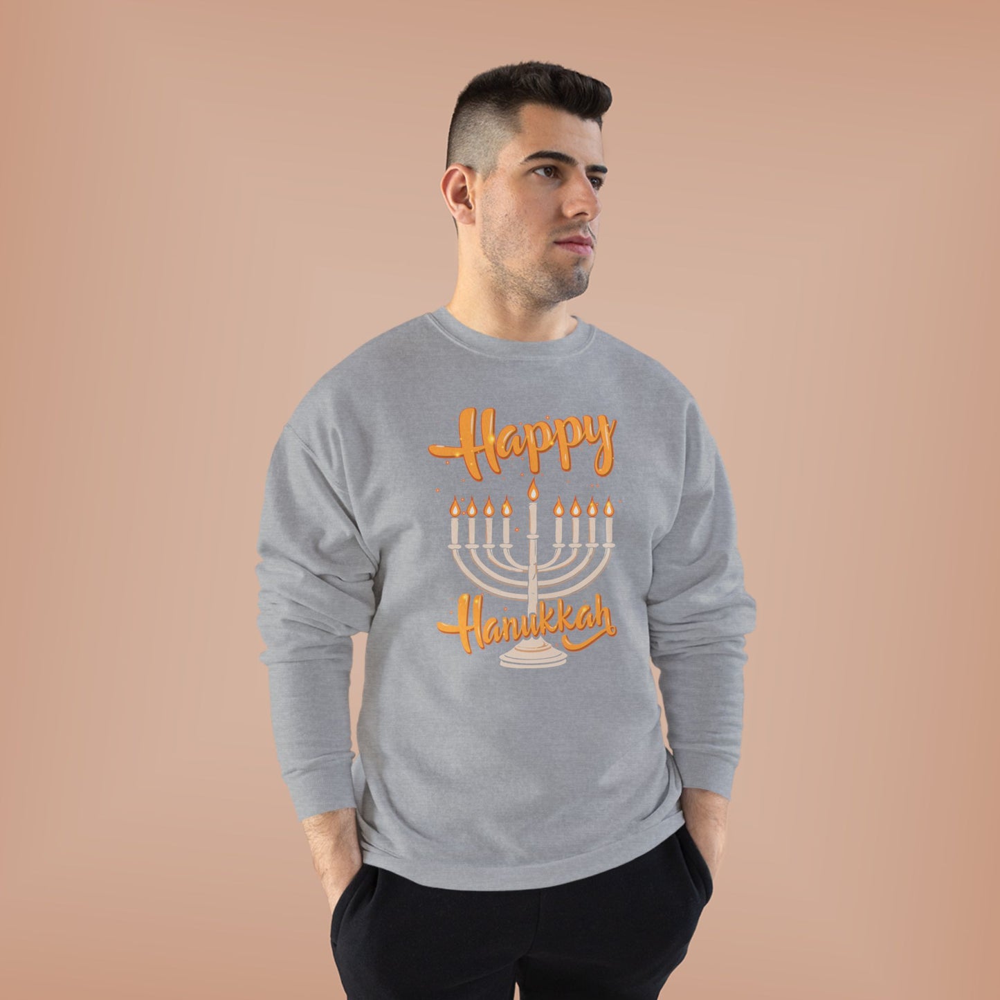 "Happy Hanukkah" Unisex EcoSmart® Crewneck Sweatshirt