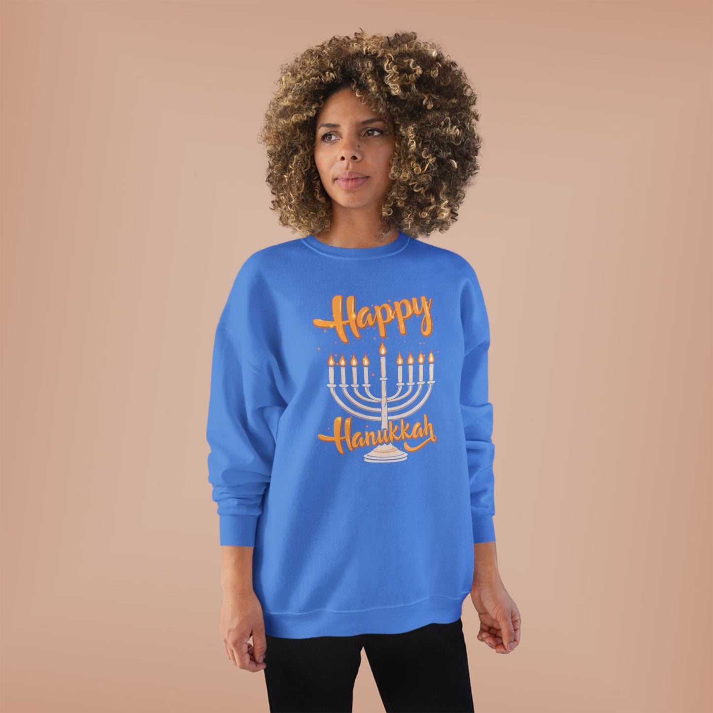 "Happy Hanukkah" Unisex EcoSmart® Crewneck Sweatshirt