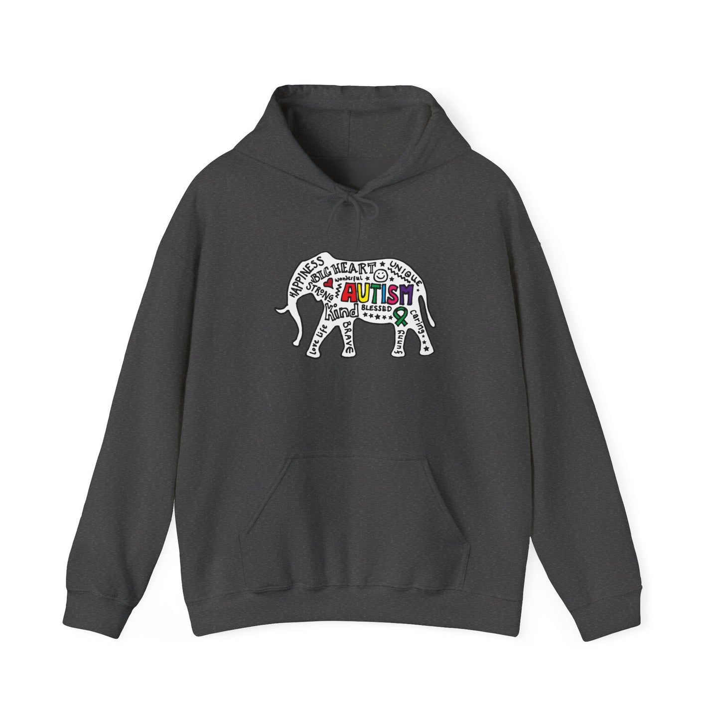 Autism Awareness Elephant Hoodie - Colorful Puzzle Piece Design