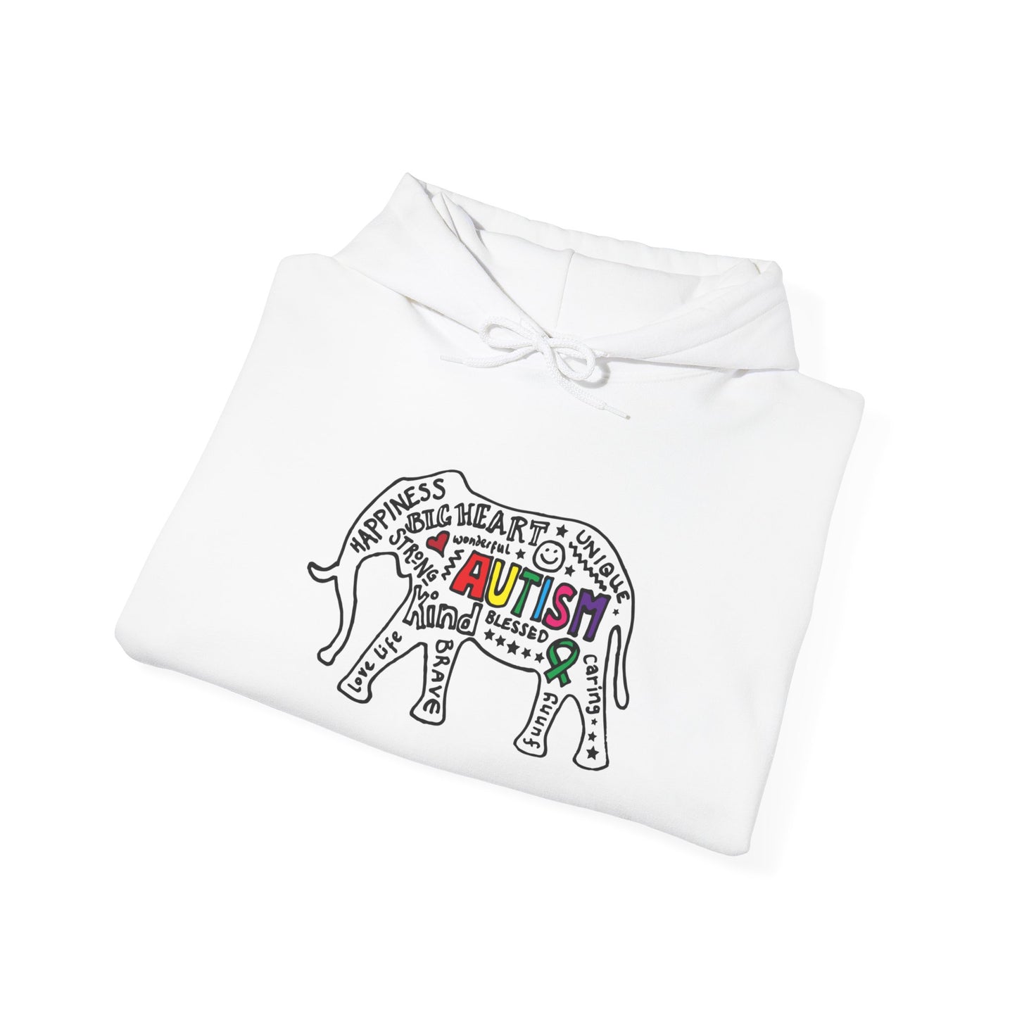 Autism Awareness Elephant Hoodie - Colorful Puzzle Piece Design