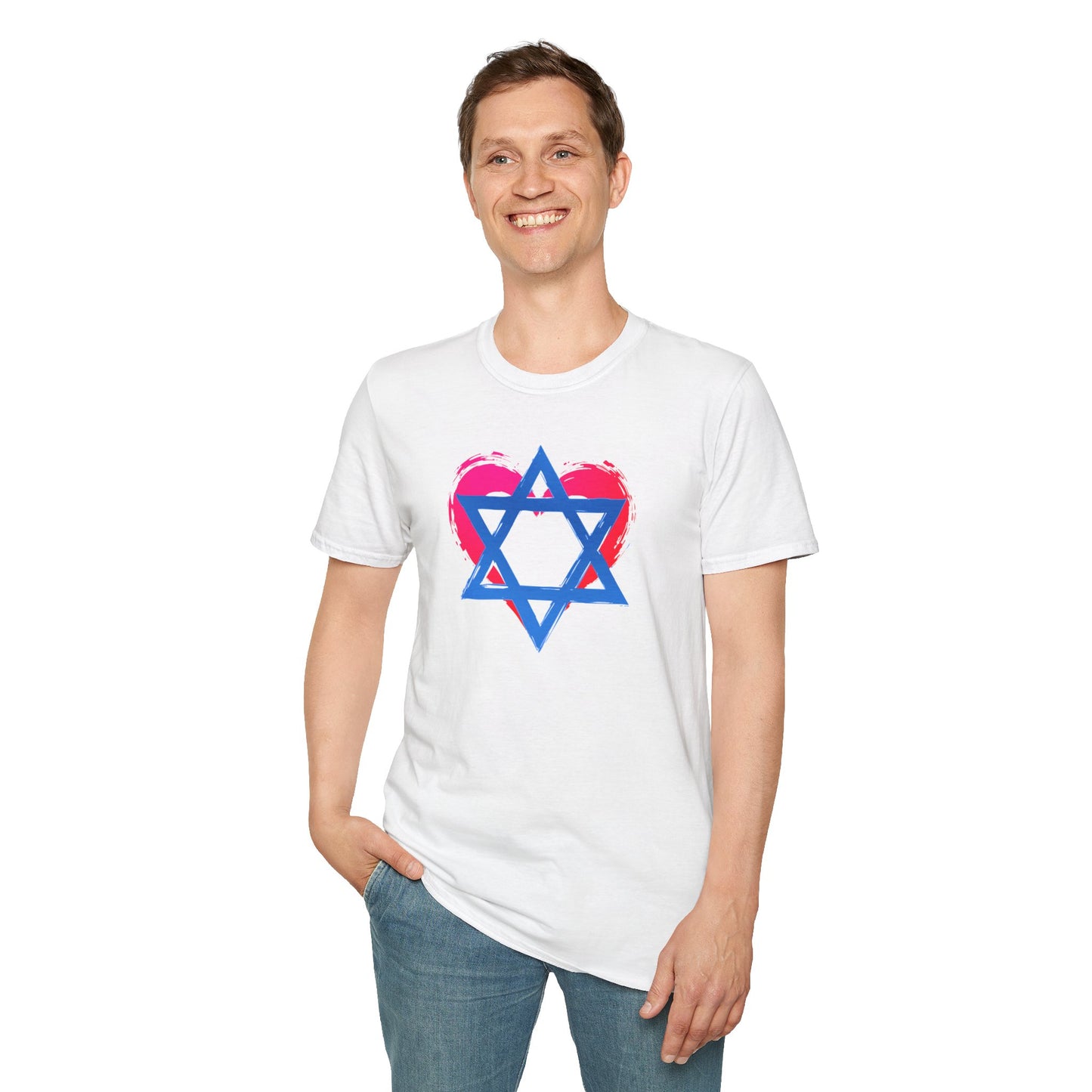 Star of David with Heart Unisex Softstyle T-Shirt