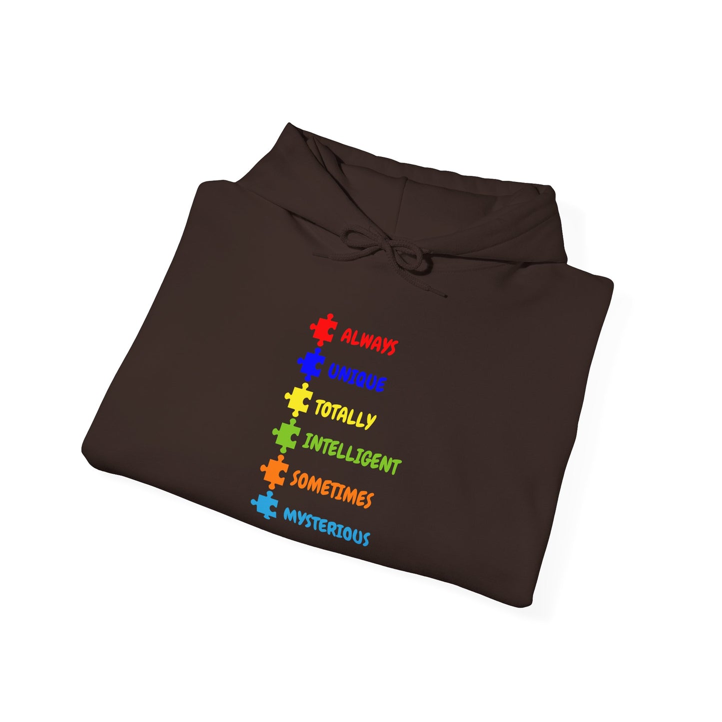 Autism Puzzle Traits Hoodie - "Always, Unique, Intelligent, Sometimes, Mysterious"
