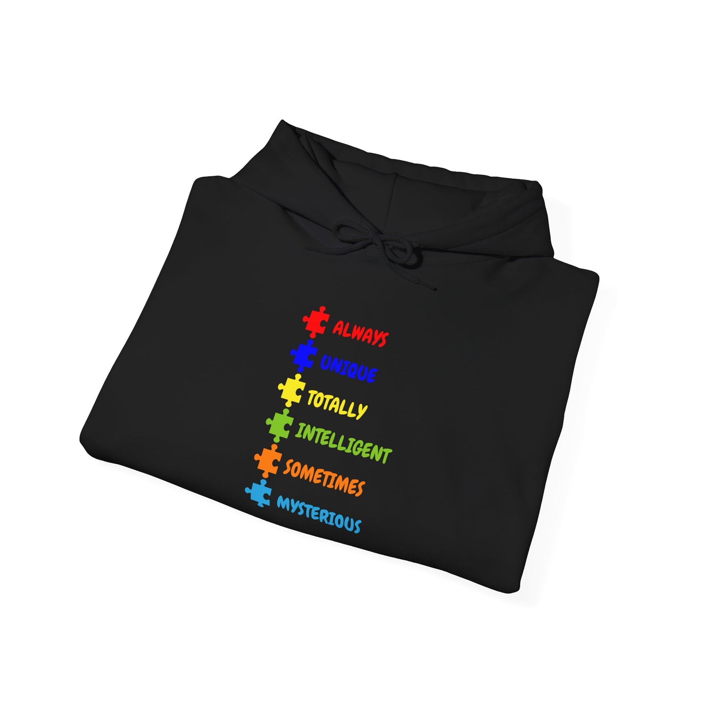 Autism Puzzle Traits Hoodie - "Always, Unique, Intelligent, Sometimes, Mysterious"
